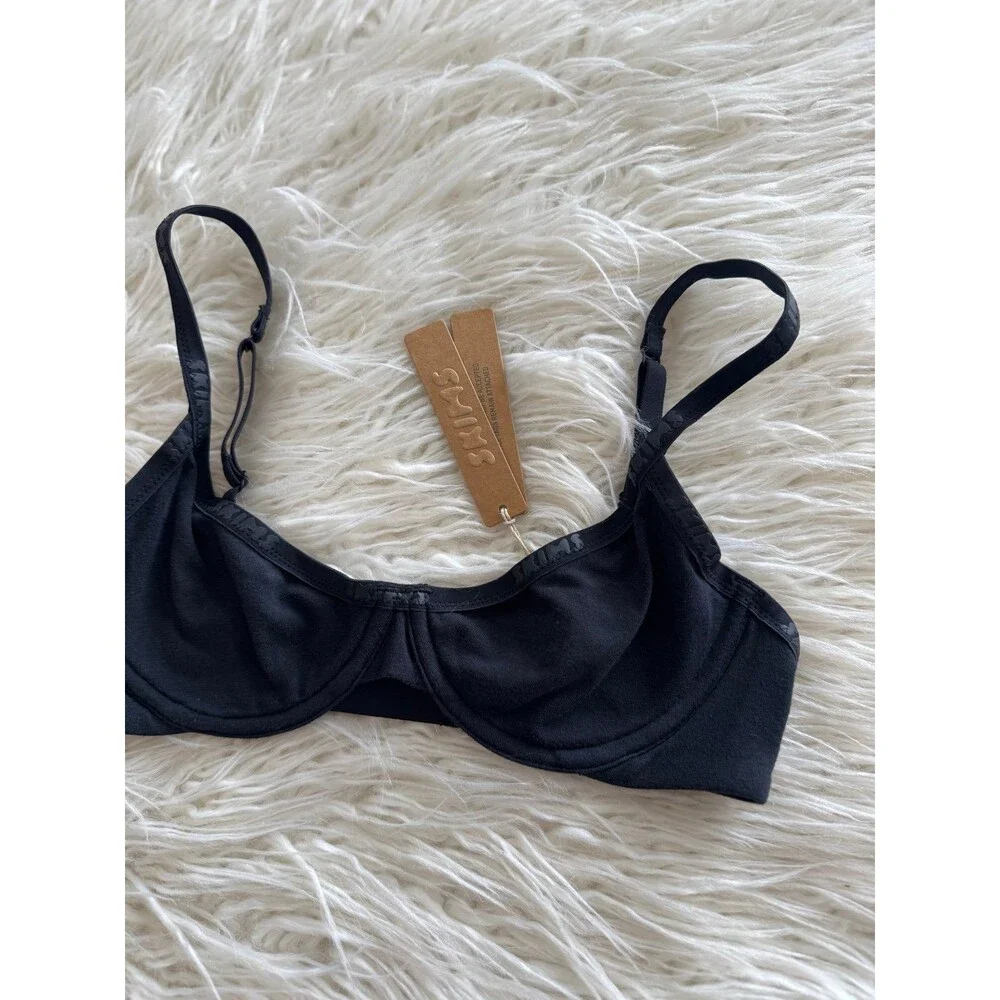 Skims Cotton Logo Demi Bra Soot Size 32B - Picture 4 of 6